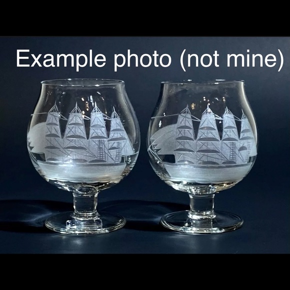 Toscany Etched Crystal Clipper Snifters Trio - Picture 3 of 3